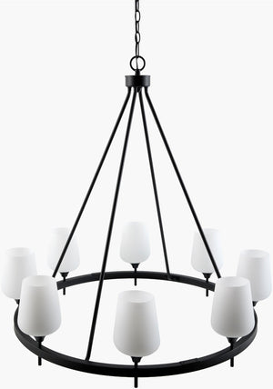 Livabliss Yueva Geometric Metal Glass Chandelier Grand Entryway Contemporary Ceiling Light YUEV-053