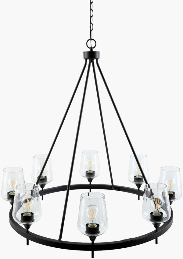 Livabliss Yueva Geometric Metal and Glass Chandelier Bold Modern Focal Point for Tall Ceilings YUEV-055