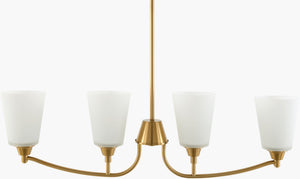 Livabliss Yueva Linear Metal Glass Chandelier Minimalist Dining Room Kitchen Island Light YUEV-074
