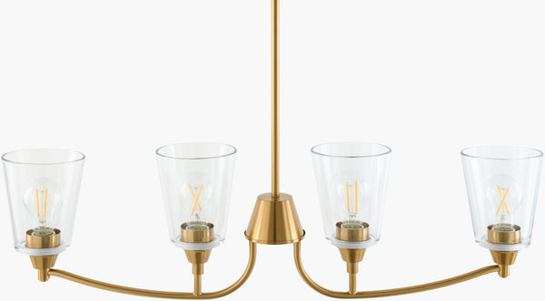 Livabliss Yueva Linear Metal Glass Chandelier Modern Ambient Light for Dining or Entryway YUEV-082