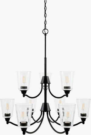 Livabliss Yueva Glass and Metal Chandelier Modern Statement Fixture for Dining or Entryway YUEV-087