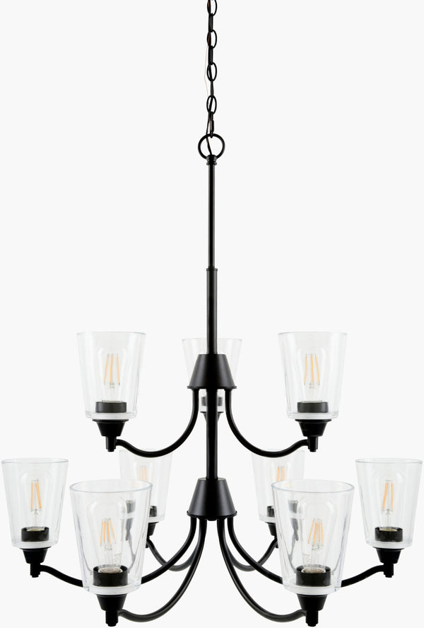 Livabliss Yueva Glass and Metal Chandelier Modern Statement Fixture for Dining or Entryway YUEV-087