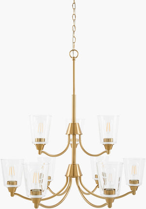 Livabliss Yueva Open Frame Glass Metal Chandelier Geometric Modern Dining Room Ceiling Light YUEV-088