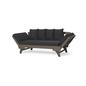 English Elm Christopher Knight Home® - OTTAVIO Acacia Outdoor Sofa Daybed Convertible Expandable with Water-Resistant Cushions, Grey Patio Luxury 63454.00BLK