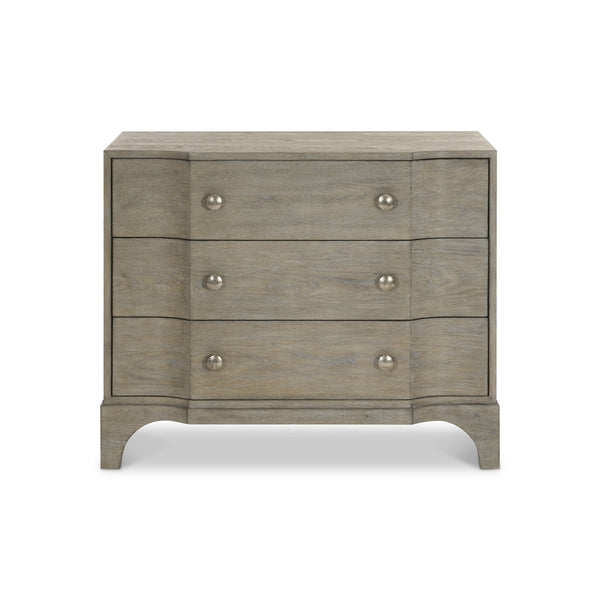 Bernhardt Bernhardt Albion Nightstand With Soft-Close Drawers, Usb Charging, Pewter White Oak Finish, 36.5" W 311230
