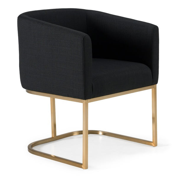VIG Furniture Yukon Modern Upholstered Seat With Antique Brass U-Base — Contoured Comfort For Stylish Rooms Black Dining Chair VGVCB8362-BC-DC