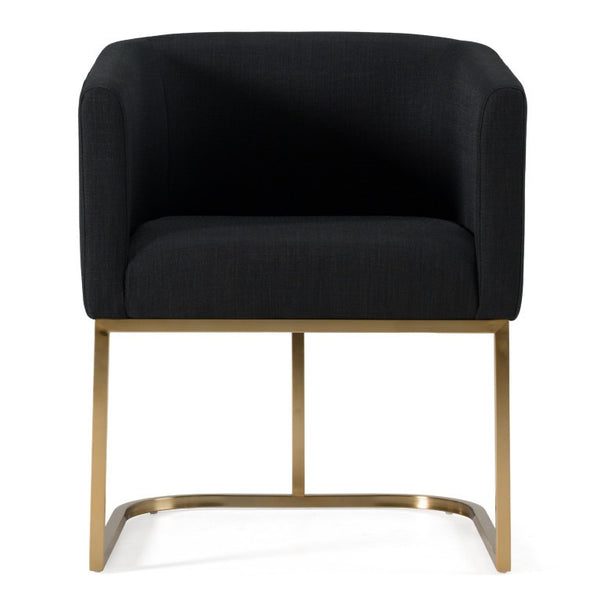 VIG Furniture Yukon Modern Upholstered Seat With Antique Brass U-Base — Contoured Comfort For Stylish Rooms Black Dining Chair VGVCB8362-BC-DC