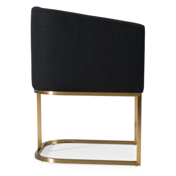 VIG Furniture Yukon Modern Upholstered Seat With Antique Brass U-Base — Contoured Comfort For Stylish Rooms Black Dining Chair VGVCB8362-BC-DC