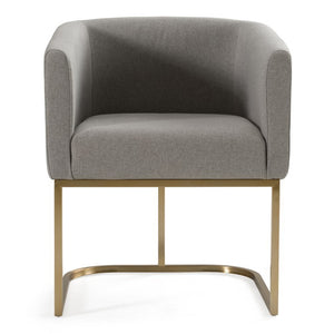 VIG Furniture Yukon Modern Upholstered Seat With Antique Brass U-Base — Contoured Comfort For Stylish Rooms Grey Dining Chair VGVCB8362-MGRYX-DC
