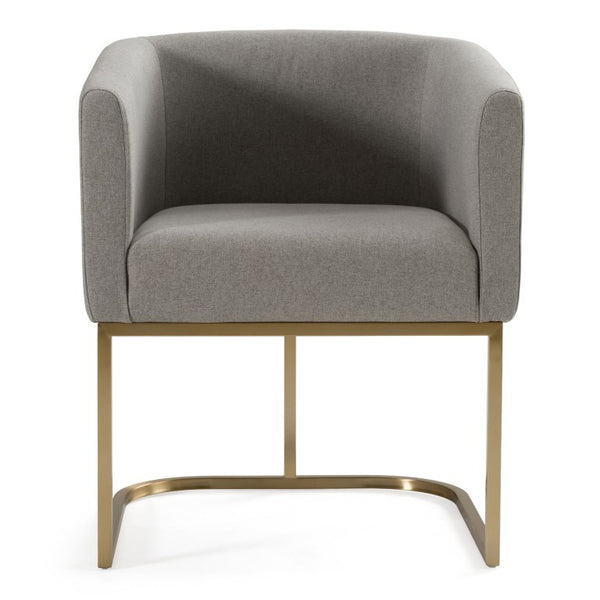 VIG Furniture Yukon Modern Upholstered Seat With Antique Brass U-Base — Contoured Comfort For Stylish Rooms Grey Dining Chair VGVCB8362-MGRYX-DC