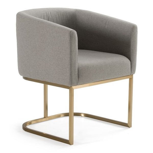VIG Furniture Yukon Modern Upholstered Seat With Antique Brass U-Base — Contoured Comfort For Stylish Rooms Grey Dining Chair VGVCB8362-MGRYX-DC