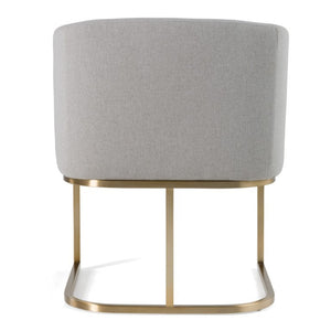 VIG Furniture Yukon Light Grey Fabric Dining Chair With Antique Brass U-Shape Base, No Assembly, Comfortable Design VGVCB8362-LTGRY-DC