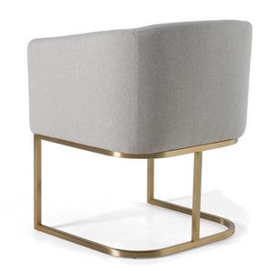 VIG Furniture Yukon Light Grey Fabric Dining Chair With Antique Brass U-Shape Base, No Assembly, Comfortable Design VGVCB8362-LTGRY-DC