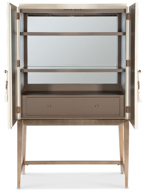 Hooker Furniture Melange Sculptural Bar Cabinet with Led Lighting Mirrored Back and Tapered Legs 628-50733-05