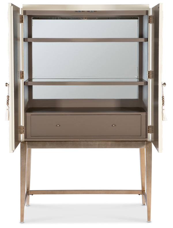 Hooker Furniture Melange Sculptural Bar Cabinet with Led Lighting Mirrored Back and Tapered Legs 628-50733-05