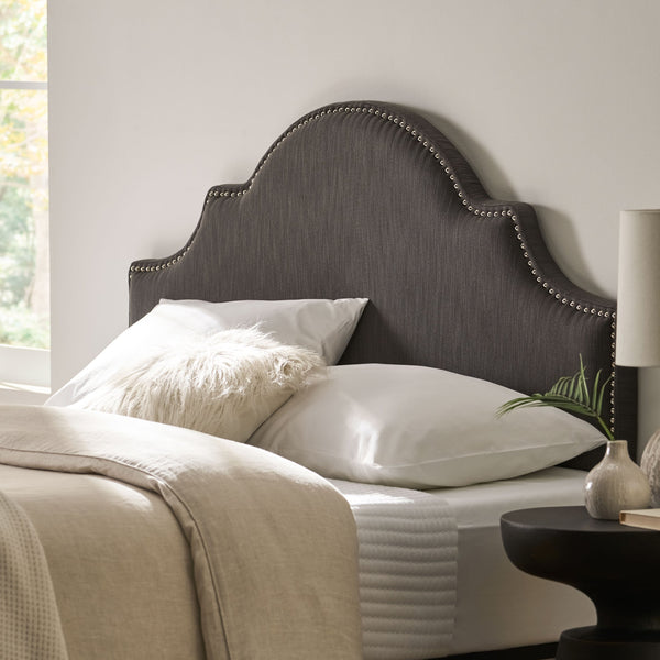 English Elm Christopher Knight Home® - Upholstered Headboard Queen with Nailhead Trim, Sturdy Steel Legs, Adjustable Height, Sleek Design Gray 57869.00GRY