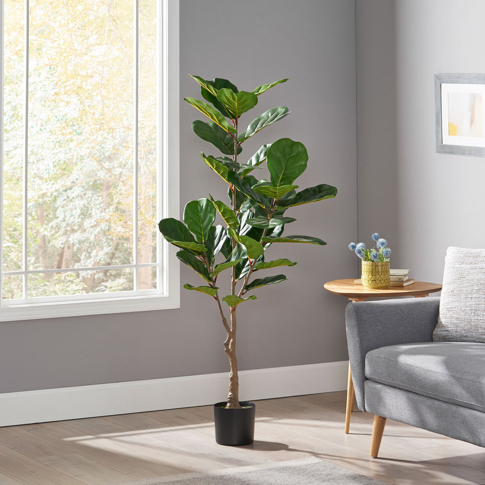 English Elm 150cm Artificial Fiddle Leaf Fig Tree Lifelike Faux Plant for Living Room Decor 70521.00