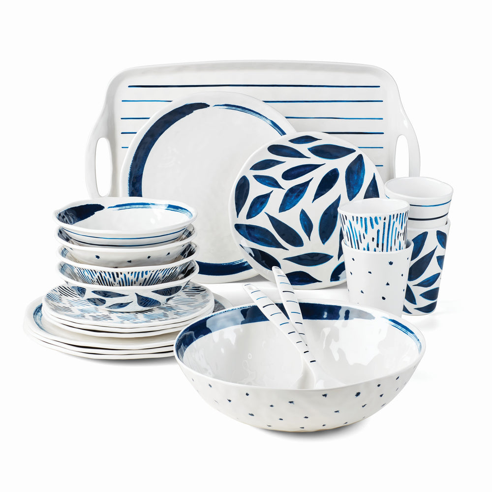 Lenox Blue Bay Melamine 20-Piece Dinnerware Set Multi, WHITE MELAMINE 895324