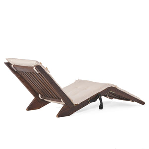 English Elm Christopher Knight Home® - SONORA Mahogany Wood Folding Lounger with Weather-Resistant Cushion, Acacia Deck Chair 67.7" 55374.00MAHC