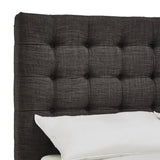 Homelegance By Top-Line Matson Button Tufted Linen Upholstered Bed Dark Grey Linen