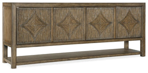 Hooker Furniture Sundance Cliffside Entertainment Console With Diamond-Motif Reeded Doors, Ventilated Shelving & Power 6015-55480-89