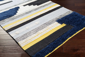 Surya Yuva 2' X 3' Handmade Eco-friendly Area Rug - Global Style, High Pile, Sustainable Pet Yarn Design Blue Recycled Pet Yarn Yuv2302-268