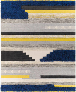 Surya Yuva 2' X 3' Handmade Eco-friendly Area Rug - Global Style, High Pile, Sustainable Pet Yarn Design Blue Recycled Pet Yarn Yuv2302-268