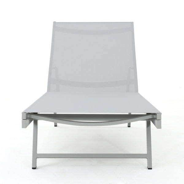 English Elm Christopher Knight Home® - SALTON Chaise Lounge with Breathable Nylon Mesh Seating, Lightweight Recliner for Outdoor Comfort and Style Natural 60919.00GRYMSHMP2