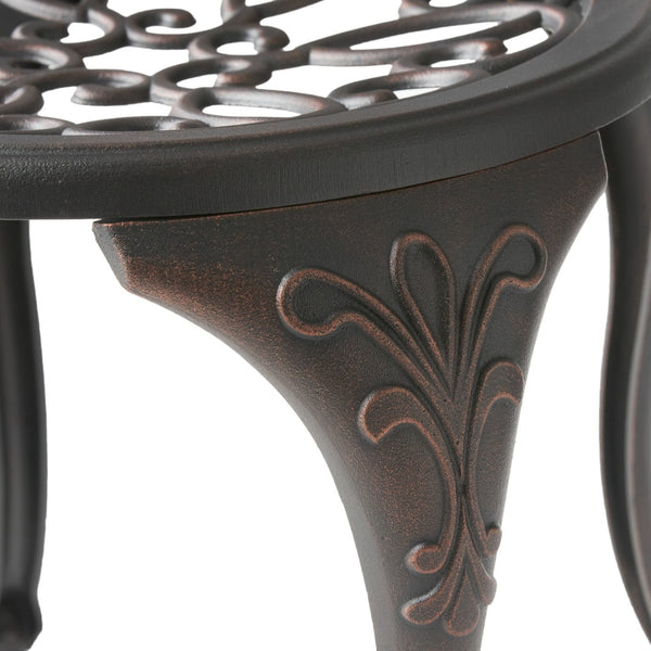 English Elm Charleston Cast Aluminum Outdoor Bistro Set Rust Resistant Copper Finish Patio Seating 50550.00COP