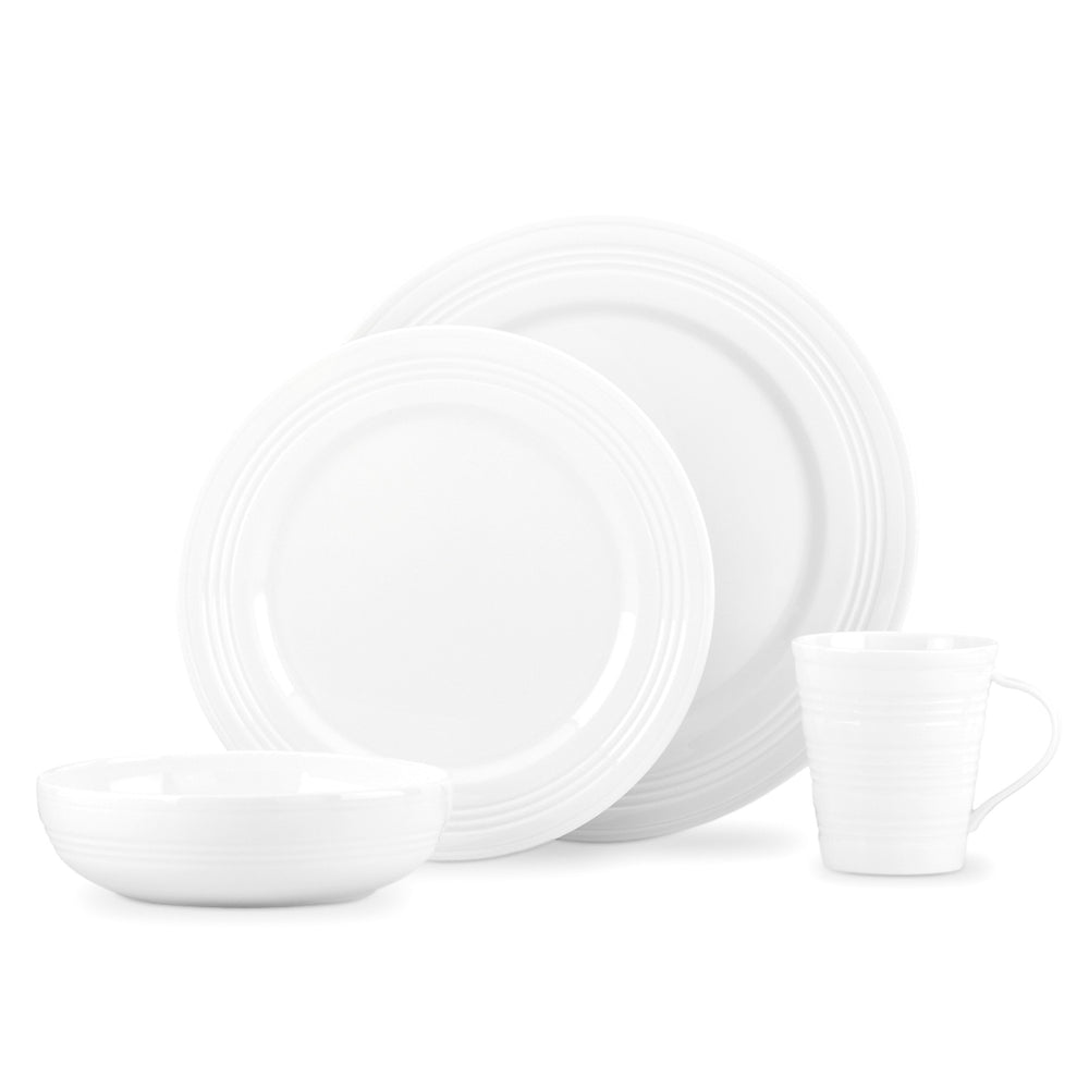Lenox Tin Can Alley Four Degree 4-Piece Place Setting White, WHITE PORCELAIN 6386999