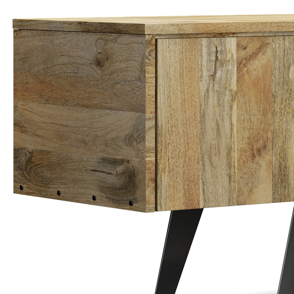 English Elm Lowry - Handcrafted 72" Tv Media Stand In Natural Wood With Metal Legs & Ample Storage Solutions B136P158887