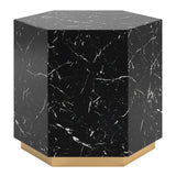 Homelegance By Top-Line Blaise Faux Marble End Table with Casters Black Marble