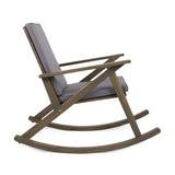 Christopher Knight Home® - Noble House - Gus Outdoor Acacia Wood Rocking Chair With Cushion