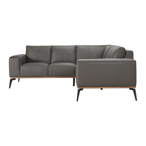 Porter Designs Porter Pietro Top Grain Leather Sectional In Charcoal - Elegant Italian Design With Comfort & Style Gray Leather 02-204-09l-2110-kit