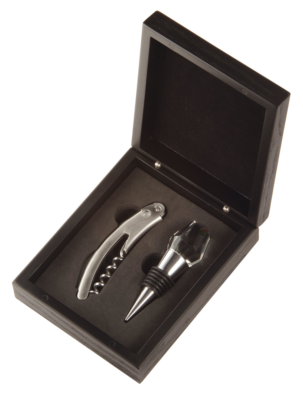 Hekman Furniture 655162 Veneto 2-piece Wine Accessory Kit In Elegant Black Satin Box – Corkscrew & Stopper Included!  Veneto Wine Kit 655162