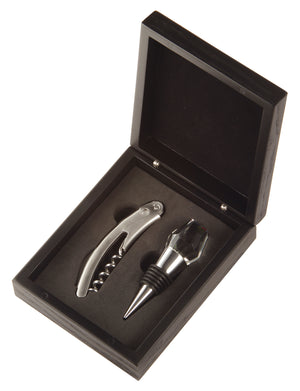 Hekman Furniture 655162 Veneto 2-piece Wine Accessory Kit In Elegant Black Satin Box – Corkscrew & Stopper Included!  Veneto Wine Kit 655162