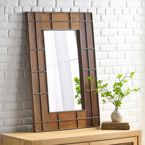 English Elm Christopher Knight Home® - MIRROR Rustic Brown Wood Wall Mirror 44x32in with 6in Depth | Farmhouse Decor, Durable Frame, Elegant Accent Piece 71749.00
