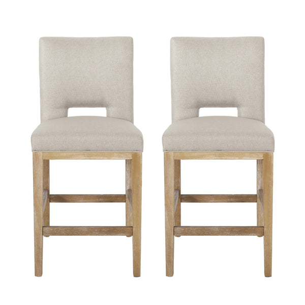 English Elm Christopher Knight Home® - 27 Inch Counter Stools Set of 2 Wheat Fabric, Ergonomic L-Back Support, Modern Breathable Upholstery, Easy Assembly 72489.00WHEAT