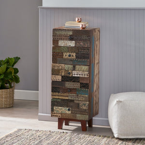 Christopher Knight Home® - Noble House - Maysville Handcrafted Boho 4 Drawer Wood Cabinet, Natural and Multi-Colored