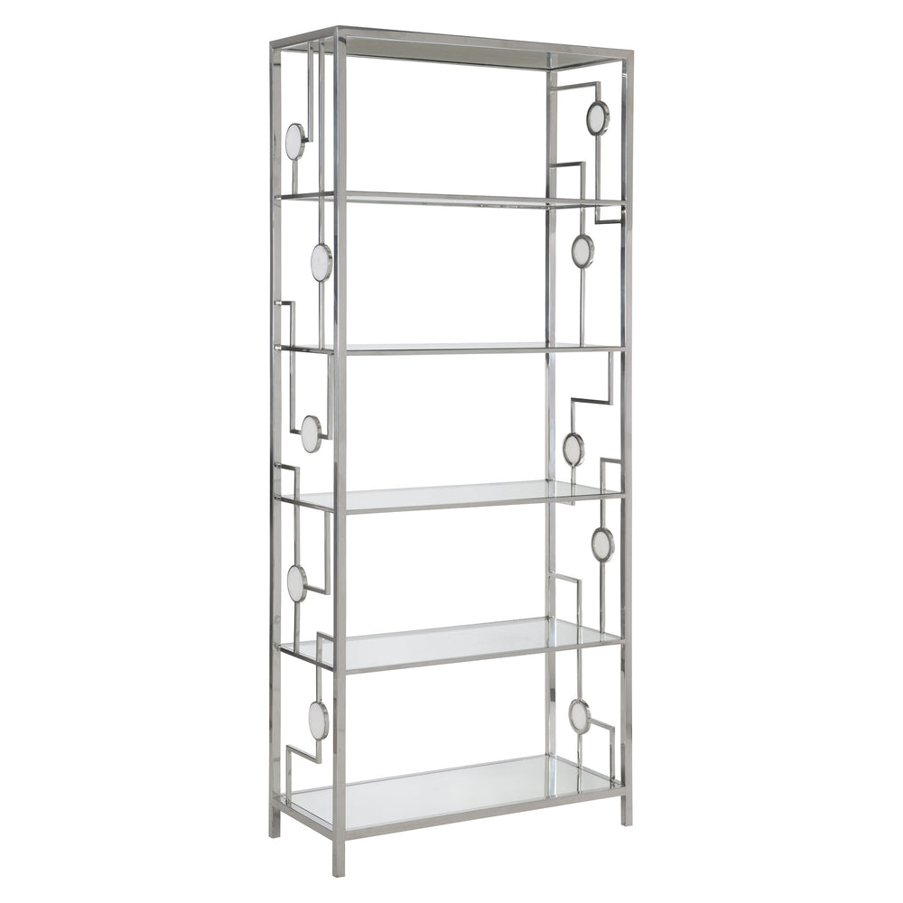 Bernhardt Bernhardt Alba Etagere — Polished Stainless Steel Display With Onyx Accents, Mirrored Glass Shelves (86"H) 305127