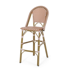 English Elm 29.5" Outdoor Pe Rattan Bistro Barstools Aluminum Frame All-weather Wicker Set of 2 71422.00RT
