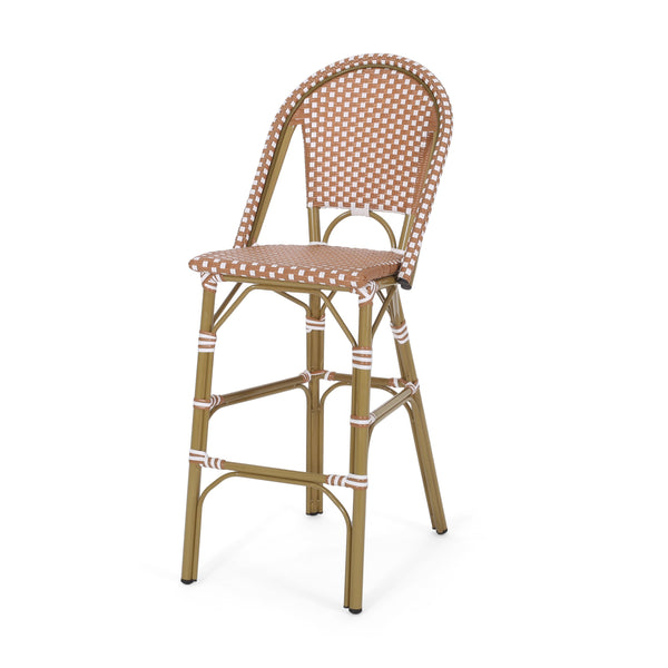 English Elm 29.5" Outdoor Pe Rattan Bistro Barstools Aluminum Frame All-weather Wicker Set of 2 71422.00RT