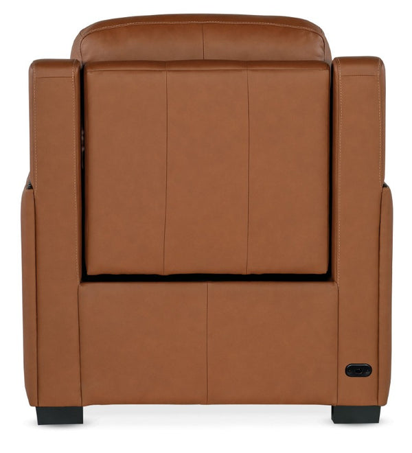 Hooker Furniture Mckinley Power Recliner With Motorized Recline, Adjustable Headrest & Lumbar, Usb Charging, Leather Finish Brown SS105-PHL1-065