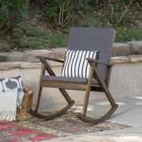 Christopher Knight Home® - Noble House - Gus Outdoor Acacia Wood Rocking Chair With Cushion