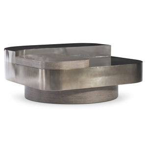 Bernhardt Bernhardt Jacopo Sculptural Cocktail Table With Layered Stainless Steel & Wire‑Brushed Oak Accent (Kona) 332022