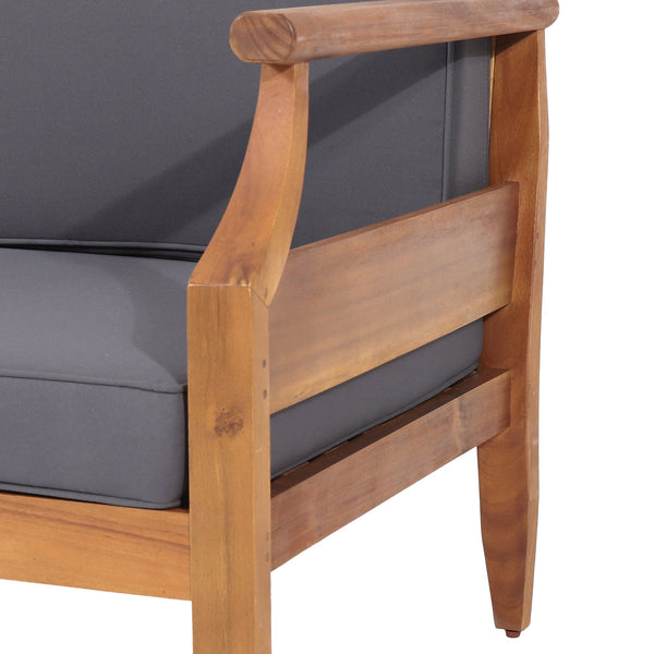 English Elm Christopher Knight Home® - ASTON Teak 3 Seater Sofa — Mid-Century Acacia Wood Frame, Slat Design & Water-Resistant Cushions 73001.00DGRY
