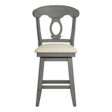 Homelegance By Top-Line Juliette Napoleon Back Counter Height Wood Swivel Chair Grey Rubberwood