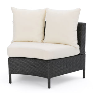 English Elm Christopher Knight Home® - PT LIMON Single Sofa Set Grey/White Faux Rattan 2 Curved Armless Chairs Iron Frame 400lb Capacity 54786.00GRY