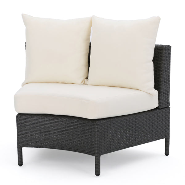 English Elm Christopher Knight Home® - PT LIMON Single Sofa Set Grey/White Faux Rattan 2 Curved Armless Chairs Iron Frame 400lb Capacity 54786.00GRY