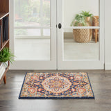 Nourison Passion PSN22 Machine Made Power-loomed Narrow Border Indoor Only Transitional Bohemian Rug Navy Multicolor, Navy Multicolor 100% Polypropylene 99446018786